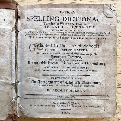 Entick's New Spelling Dictionary 1807 - Third Edition HB Sidney's Press-image