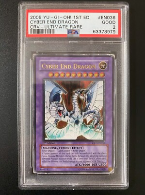 YU-GI-OH! CYBER END DRAGON ULTIMATE RARE CRV-EN036 1ST EDITION EURO PRINT PSA 2-image