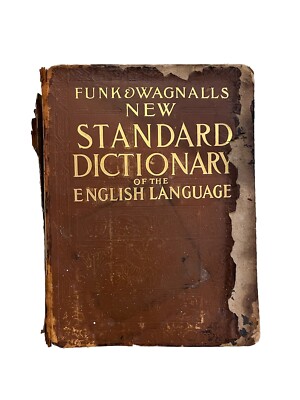 Antique Leather Dictionary Funk & Wagnalls 1930 Complete All In One English-image