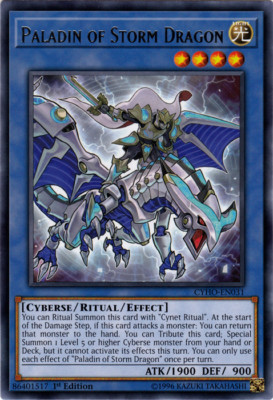 3x Yugioh CYHO-EN031 Paladin of Storm Dragon Rare 1st Edition NM-image