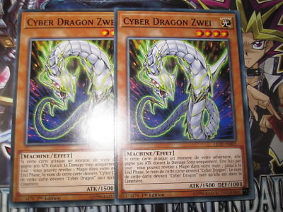 YU-GI-OH! COMMON LOT OF 2 CYBER DRAGON TWO PLAYSET LEDD-FRB02 FRENCH NEW MINT-image