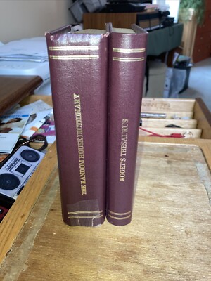 Vtg Random House Dictionary Roget's Thesaurus Leather Bound Holder 1978 7x4