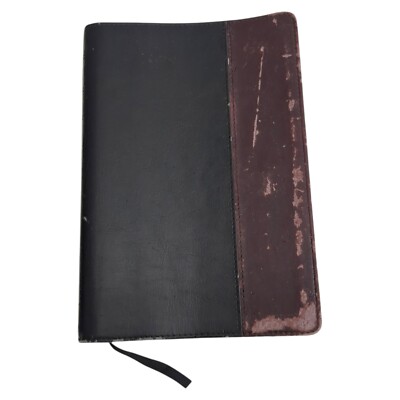 NLT Slimline Reference Bible Two Tone Black Burgundy Leather Like Red Letter Ed.-image