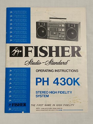 Vintage Original Fisher PH 430K Stereo Hi Fi Operating Instructions Manual-image