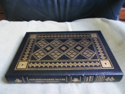 PRESIDENT JIMMY CARTER SIGNED - OUR ENDANGERED VALUES - LEATHER EASTON PRESS NEW-image