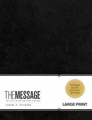 The Message Large Print (Genuine Leather, Black): - Leather Bound - Acceptable-image