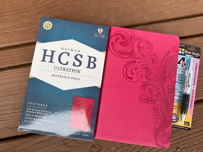 HCSB Ultrathin Reference Bible Pink 4 Color Study Pen-image
