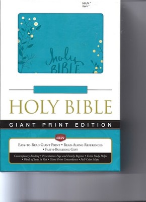 Thomas Nelson Giant Print Holy Bible (NKJV) - Aqua, Thomas Nelson, New Book-image