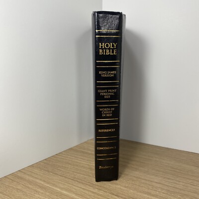 Zondervan 1994 Holy Reference Bible KJV Giant Print Red Letter Leather Black-image
