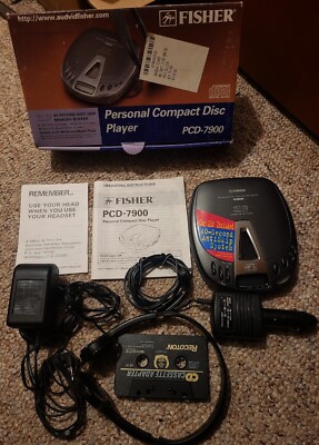 Fisher Portable Personal CD Player Anti-Skip W/Car Kit PCD-7900 Mint Cndtion-image