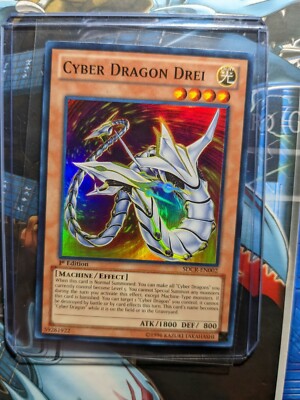 Cyber Dragon Drei SDCR-EN002 - 1st Edition Super Rare Holo Used Yugioh Card-image