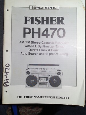 Fisher PH-470 Service Manual AM/FM Stereo Cassette Recorder Clock Timer Original-image