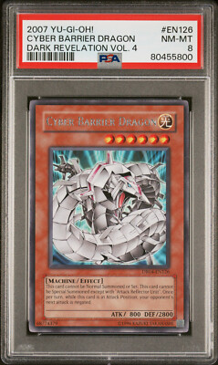 2007 YUGIOH DR04-EN126 CYBER BARRIER DRAGON RARE PSA 8 NM-MT #80455800-image