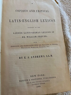 RARE 1859 BOOK A Copious and Critical Latin-English Lexicon by William Freund-image