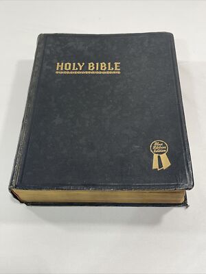 Vintage New Standard Reference Bible Blue Ribbon Indexed Red Letter 1948 Hertel-image
