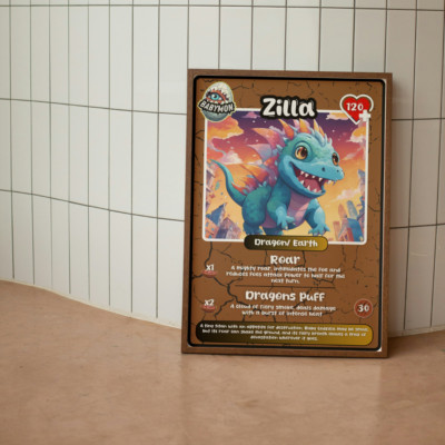 BabyMon Zilla Unframed Poster Print, New Anime Style CCG Collect Cards Trading-image