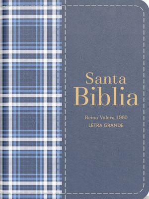 Biblia RVR 1960 Compacta Símil Piel Cuadros Azul Oscuro-image