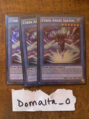 3x Yugioh Cyber Angel Idaten DRL3-EN013 Secret Rare 1st Edition NM/VLP Playset-image