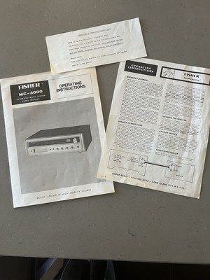 Fisher MC-3000 Stereo  Operating Instructions-image