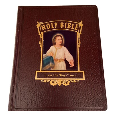 Vintage 1958 Holy Bible Old & New Testaments Large Indexed Tabs Red Letter Ed.-image