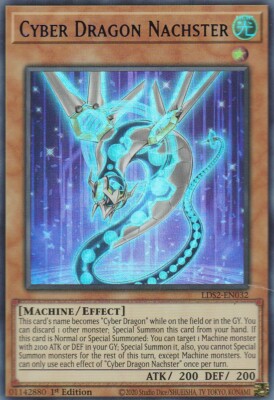 YUGIOH HOLO CARD CYBER DRAGON NACHSTER LDS2-EN032 1ST EDITION (green)-image