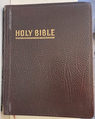 1955 School & Library Reference Bible Red Letter Leather VTG John A Hertel 11.5”-image