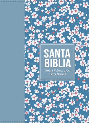 Biblia RVR 1960 Compacta Símil Piel Flores Azul Grisáceo-image