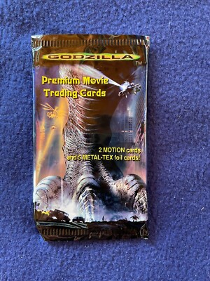 Godzilla 1998 Movie One Premium Trading Card Pack – Metal-Tex Foil Cards, Opened-image
