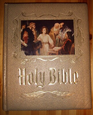 HEIRLOOM BIBLE RED LETTER MASTER REFERENCE EDITION PICTORAL DICTIONARY 1964-image