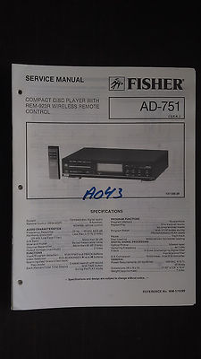 Fisher ad-751 service manual original repair book stereo cd player-image