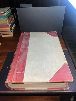 Antique Huge Early Ledger Business  1900s Leather Handwritten-image