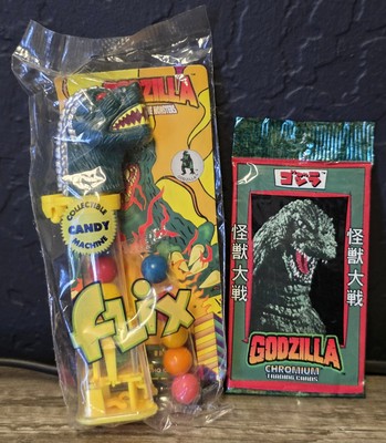 Godzilla Chromium Trading Card & Flix Candy Dispenser Sealed Japanese Vintage -image