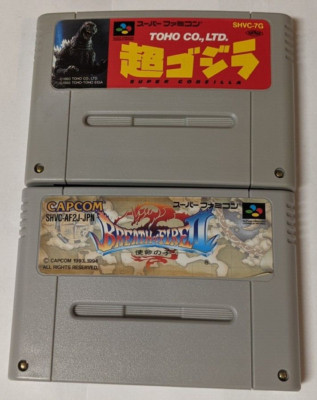 Nintendo Super Famicom Lot of 2 - Godzilla & Breath of Fire II - BOcx176-image