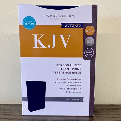 KJV Reference Bible Zondervan Giant Print Red Letter NEW Navy Leathersoft 2017-image