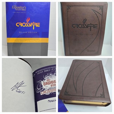 New The Expositor's Study Bible Crossfire Ed KJV Leather SIGNED Gabriel Swaggart-image