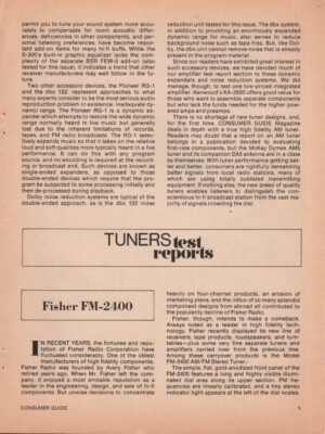 Fisher - FM-2400 Tuner - Full Original Test Report --image
