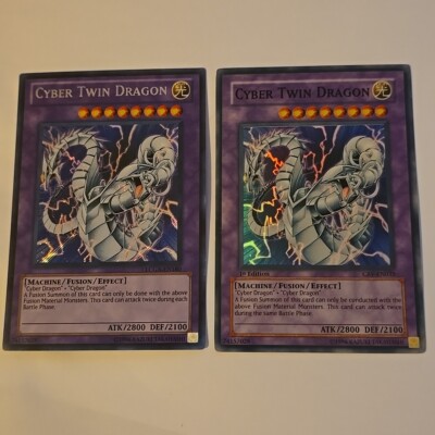 Yugioh 2x Cyber Twin Dragon Holo - 1x 1st Ed CRV , 1x LCGX Unlimited-image