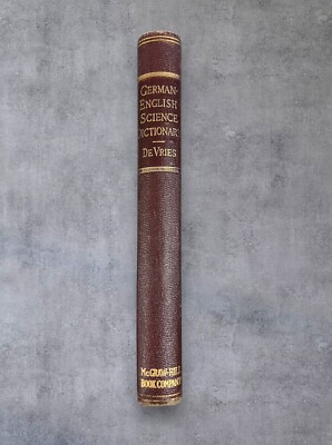 1939 Antique German - English Science Dictionary Louis De Vries 1st Edition-image