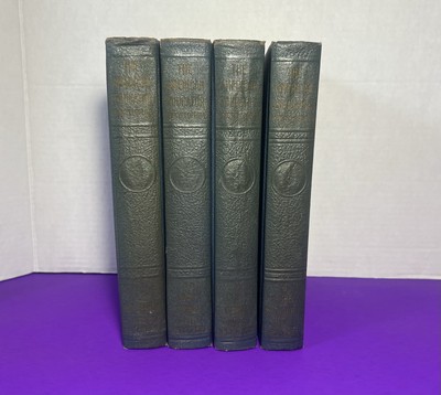 American Educator Encyclopedia Lot 4 Embossed Leather Vol 1,6,7,10 Staging Books-image