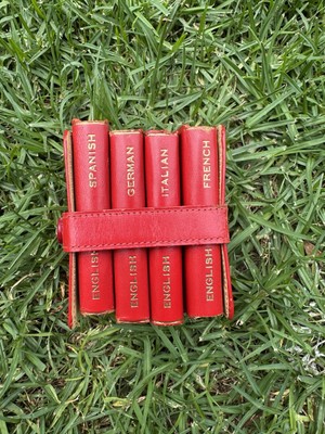 Vintage Burgess & Bowes Midget Translation Dictionaries 4 Leatherette Mini Books-image