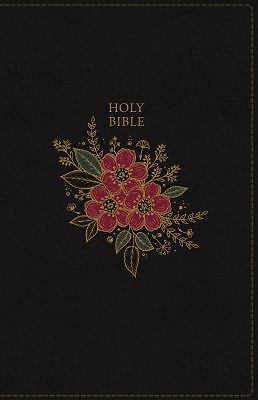 KJV Holy Bible, Super Giant Print Reference Bible, Deluxe Black Floral Leather..-image