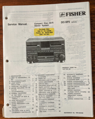 *Original* Sanyo / Fisher DC-SF5 Stereo Service Manual-image