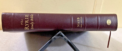 The Ryrie NASB Study Bible Burgundy Bonded Leather Red Letter - Excellent-image