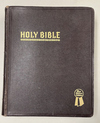 Lg Holy Bible 1948 Hertel Blue Ribbon New Standard Reference Red Letter Edition-image