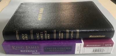 KJV Reference Bible Black Bonded Leather Red Letter Clean Text VG--image