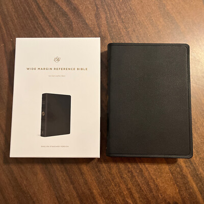 ESV Wide Margin Reference Bible -$174.99 Retail- Black Genuine Top Grain Leather-image