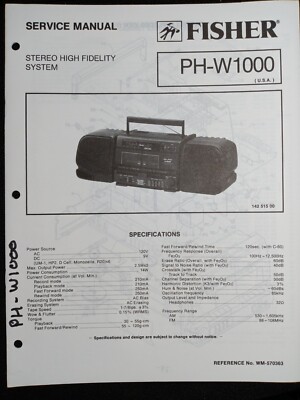 Fisher PH-W1000 Service Manual Stereo High Fidelity System Original-image