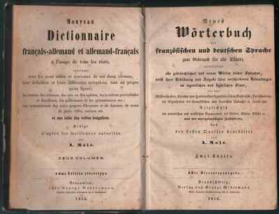 1856 Dictionnaire Français-allemand Wörterbuch Französischen Deutschen Dictionar-image