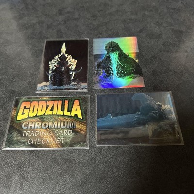 Godzilla 1996 Trading Cards Set 4 Used, Age-Related Damage and Wear-image