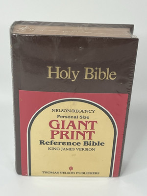 KJV Giant Print Reference Bible Nelson Vtg Leather Flex Red New-image